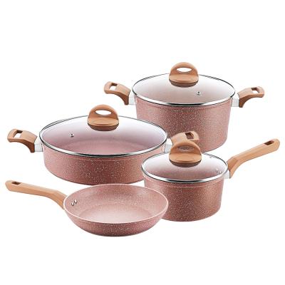 China Hot Selling Kitchen Hot Stick Forged Aluminum Pot Pan Cookware Set Non Sustainable High Quality for sale