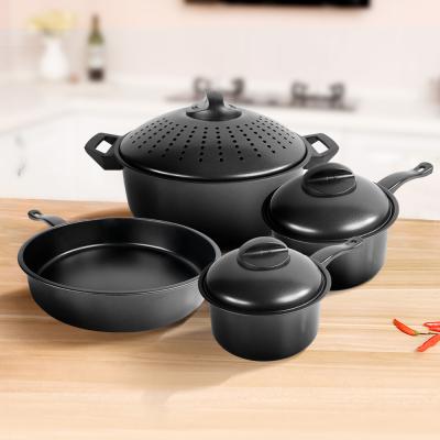 China New Design Sustainable High Quality Non Stick Carbon Steel Cookware Set for sale