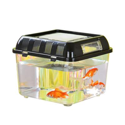 China Large and Medium Goldfish Tank Mini Fish Tank Portable Plastic Viable Turtle Tank Pet Turtle Breeding Closed Box for sale