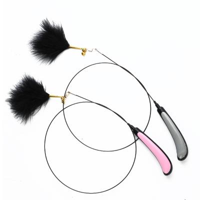 China Viable Cat Yarn Feather Bells Teasing Interactive Teasing Toys Fairy Cat Fishing Rods Long Rods Cat Sticks for sale