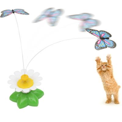 China Viable electric flying butterfly around flower cat toy interactive small cat toy electric funny stick cat toy for sale