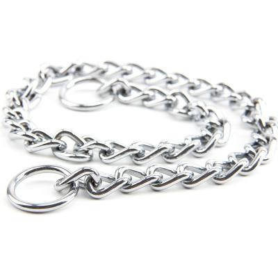 China Pet Supplies Dog Chain Collar Sustainable Single Row Iron Chain Collar Flared Knot Collar for sale