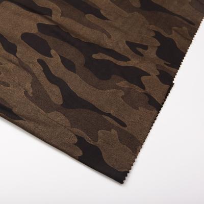 China Hot Selling Metallic Polyester Fashionable Knitted Spandex Stamping Camouflage Printed Tank Top Fabric For Dress Skirt Shirt Clothes Clothes for sale