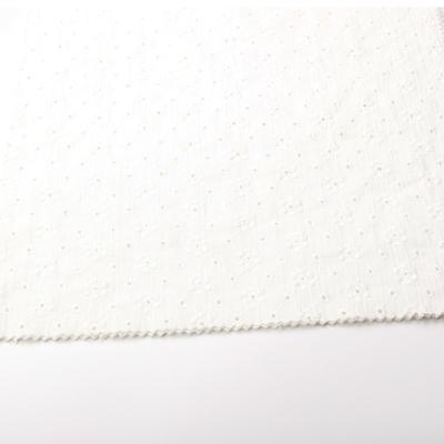 China Hot Selling White 100% Cotton Eyelet Embroidery Lace Fabric Shrink-Resistant For Skirt Blouse Dress Garment for sale