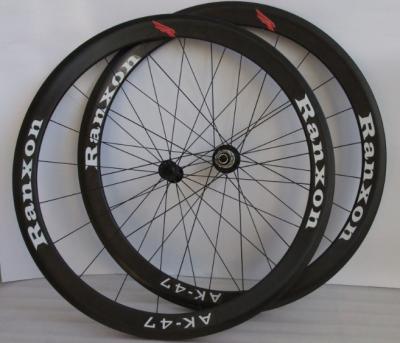 China De zwarte 47mm Tubulaire de Wegfiets van de Koolstofvezel rijdt 700c Voor/Achterwiel Te koop