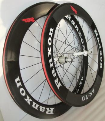 China De professionele Fiets van de Koolstofvezel omrandt 70mm Koolstof Tubulaire Wheelset Te koop