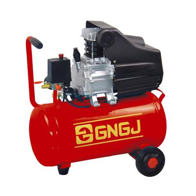 China Industrial Portable Oil Lubricated Less Piston Motor Direct Driven Air Compressor With Solid Wheels for sale