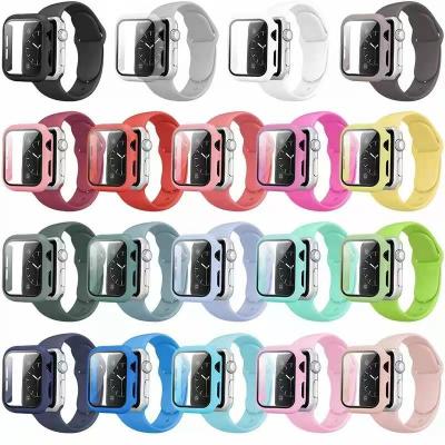 China Classic Water Resistant Watchbands Silicone Replacement Band Strap For Apple Watch Band Series 6 5 4 3 2 1 For iwatch Band Strap 38 40 42 44 mm for sale