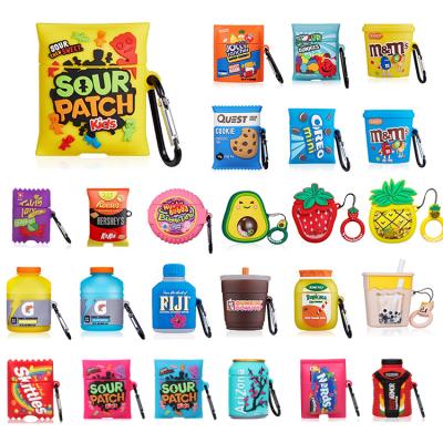 China Soft\Comfortable\Safety\Flexible Candy Juice Designer Silicone Food Cookies Case with Hook Key Chain Cover Device Earphone Case for Airpods 1 2 pro for sale