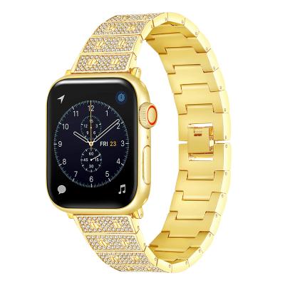 China Feel Hot Selling Luxury Integrated Watch Band Metal Band Chain Strap Diamond Bracelet Watch Band Case For Apple Watch for sale