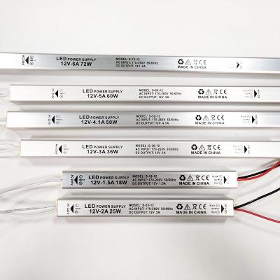 China LED lighting slim led strip light driver 12v 1a 2a 3a 4a 5a 6a 8a 12w 24w 36w 48w 60w 72w 100w ultra led driver for light box for sale