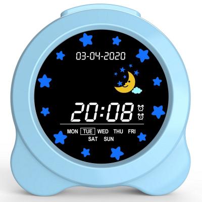 China Antique Style Creative Home Furnishing Discolor Alarm Clock Night Light Digital Cartoon for sale