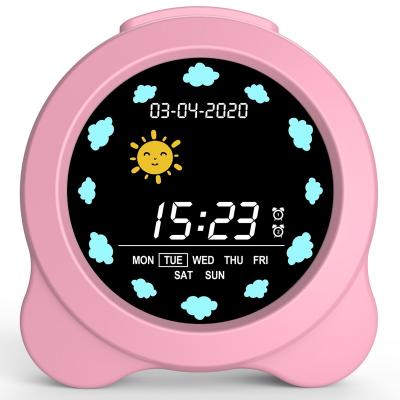 China Cute Calendars Alarm Clock USB Charging Healthy Sleep Trainer Lamp Baby Kids Cartoon Digital Alarm Clock for sale