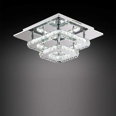 China Surface Mounted Modern 30cm LED Aisle Light Crystal Ceiling Lights Chandeliers Bilayer for sale