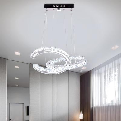 China Modern Minimalist Modern Living Room Bedroom Dining Room Double C Sense High Crystal Chandelier LED Light for sale