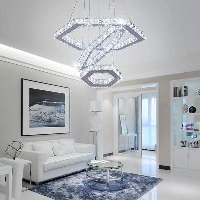 China Modern Modern Fixture for Bedroom Dining Room Dining Room Crystal Chandeliers 3 Adjustable Ring LED Chandelier Stainless Steel Pendant Light for sale