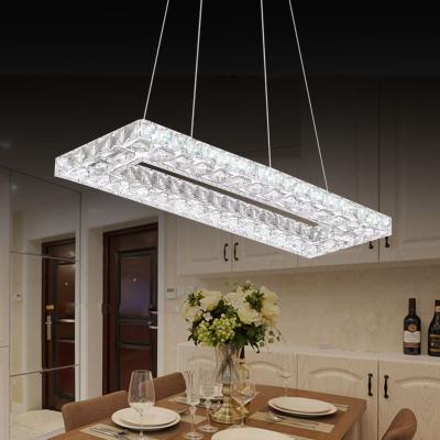 China Rectangle Modern Dining Room Hotel Project Design Rectangle Indoor Decorative Lights Crystal Chandelier Big Crystal Hanging for sale