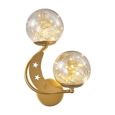 China Modern Nordic creative have running wall lamp light luxury glass led aisle balcony wall lamp bedroom bedside light for sale