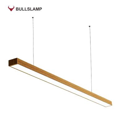 China Latest Hanging Wood Chandelier Hanging Duplex Chandelier Through Linear Light Fixtures 2022 for sale