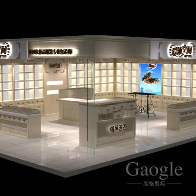 China MDF Bespoke Cosmetic Display Kiosk Design Display Stand Showcase for sale