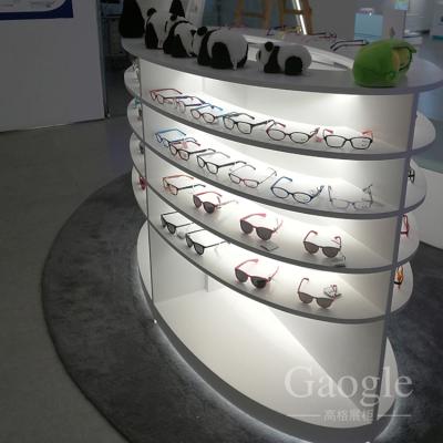 China Store Decoration White Painted Wooden Optical Display Stand For Retail for sale