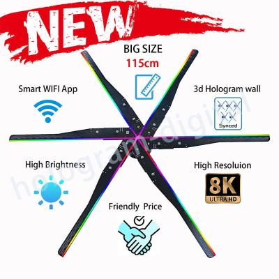 China 2023 85CM 100cm 115cm 6 blade WIFI APP control computer led display advertising 3D projector hologram holofan fan for sale