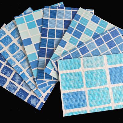 China 3D Texture Design 18x33 Pool Liner 25m Mosaic Light Blue Pool Liner for sale