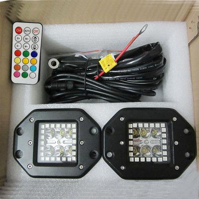 China 2Pcs 5inch Flow Mount Pods RGB Halo Ring Chasing Led Work Light APP& Remote Control All for sale