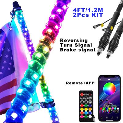 China 2023 New App Control RGB Remote Antennas Led Flagpole Whip Light Chasing Offroad Led Whip Light GS-HT4F-2P for sale