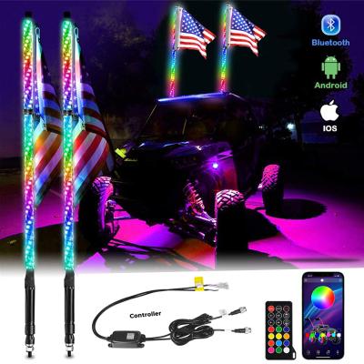 China RGB Hunting Led Flagpole Light 3ft 4ft 5ft 6ft Music App Remote Control Led Whip Light For Atv Offroad 4x4 Utv GS-HCF for sale