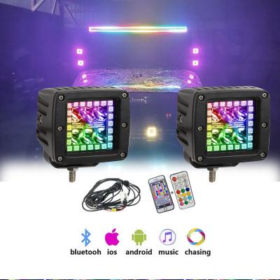 China RGB Halo Sequential Ring Work Light Cubes Bluetooth Off Road Multicolor Hunting Led Waterproof Fog Lights and Remote Control All for sale