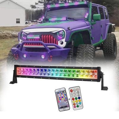 China Wholesale 22Inch RGB Straight Light Bar With Chasing Strobe Mode Color Changing Light Bars App& 12 Volt Remote Control All for sale