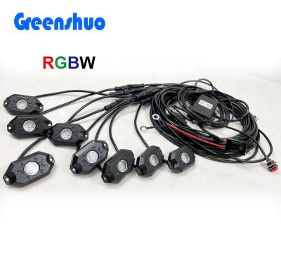 China 12V Car Underglow Light App Control RGBW Led Rock Lights 8 Pieces Waterproof GS-RGBW8P for sale