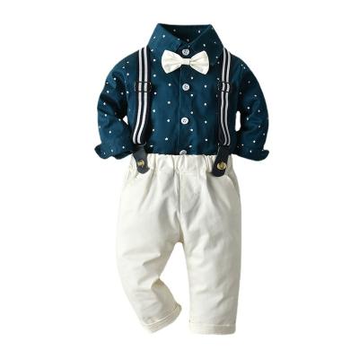 China 2022 New Polyester/Cotton Wing Rabbit Long Sleeve Cartoon Printed Baby Boy 1-6 Years Gentleman Dress Shirt Children Suit for sale