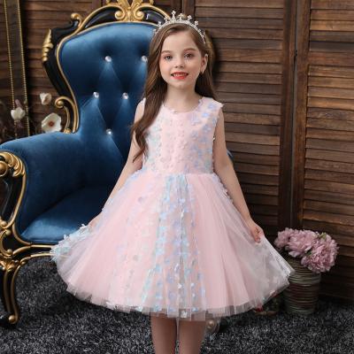 China Washable kids wedding dresses tutu borders three-dimensional flower children's catwalk party dresses for sale