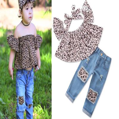 China Latest Polyester/Cotton Babies Summer Set 2018 New Style Fashion Leopard Kids Clothes Children Wear Wholesale for sale