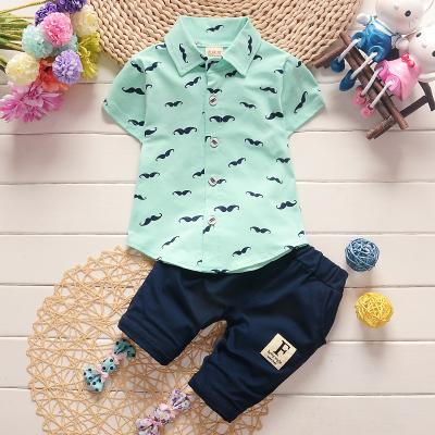 China Fashion Clothes Set 2018 Summer Children Cotton Korean Mustache Short Sleeve Set for sale