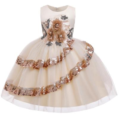 China Sustainable New Design Embroidered Beaded Flower Girl Dress Up Dresses For Kids With Irregular Sequins for sale