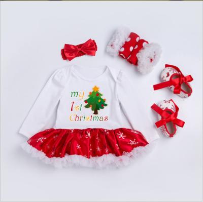 China Christmas Long Sleeve Romper Dress Kids Big Snowflake Baby Dress Infant Costume Cotton Breathable Cartoon Clothes for sale