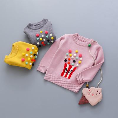 China Polyester/korean cotton 2021 autumn and winter children's clothing boys and girls popcorn candy color costume sweater for sale