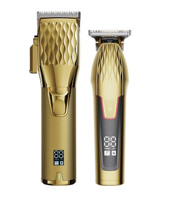 China 2022 Professional Hairdresser Machine LCD Display New Metal Hotel Trimmer Aparador Cabelo Hair Salon Cordless Trimmer Clippers for sale