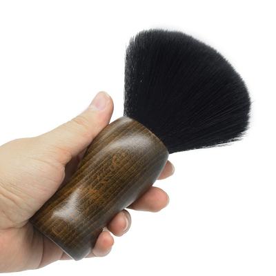 China Wooden Hair Cutting Accessories Handle Cleaning Hair Cutting Soft Hair Cleaning Brush Barber Neck Face Duster Brush for sale