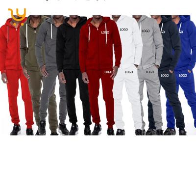 China QUICK DRY Fitted Custom 2 Piece Mens Sport Suits Plain Jogging Sweatsuit Tracksuit for sale