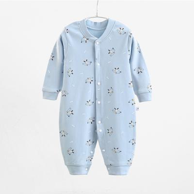 China Comfortable Breathble Customized Cute Cartoon Fashionable Cute Infant Baby Long Sleeve Rompers Neutral Imported Clothes Pajamas Manufacturer for sale