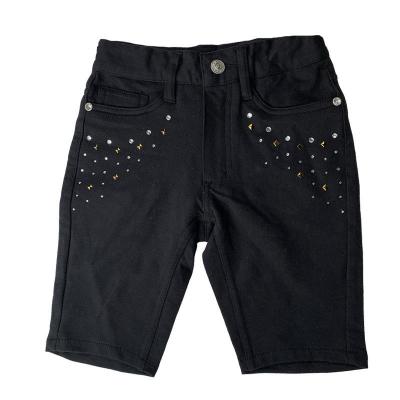 China Factory direct sales comfort BERMUDA GIRLS WITH RHINESTONE STUDDED summer baby shorts with pocket fashion kids pants OEM for sale