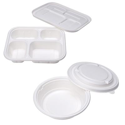 China Microwavable Biodegradable Fast Food Packaging Box 3 4 5 Compartment Microwave Safe Disposable Takeout paper pulp Lunch Box for sale