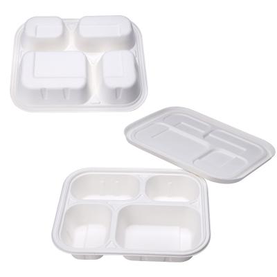 China Microwavable Biodegradable lunch box healthy Paper Pulp Compostable bamboo fiber fast food packaging boxes disposable bento box for sale