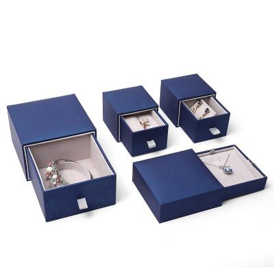 China Leather custom gift box luxurly drawer paper logo pendant earring box packaging box for sale