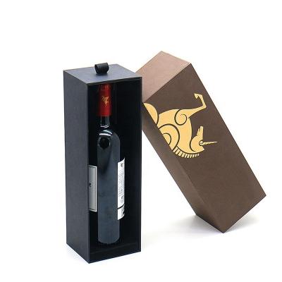 China Recycled Materials Wholesale High Graduate Printing Unique Paper Whiskey Glasses Bottle Drawer Slide Gift Packaging Box Wine Paper Box With Custom Logo for sale