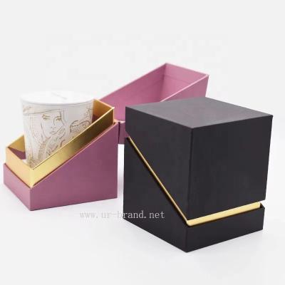 China Recycled Materials Candle Gift Box Cardboard Perfume Essential Oil Cosmetic Box Custom Insert Packaging Box With Logo for sale